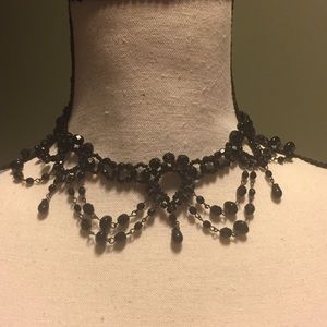 Black crystal beads choker